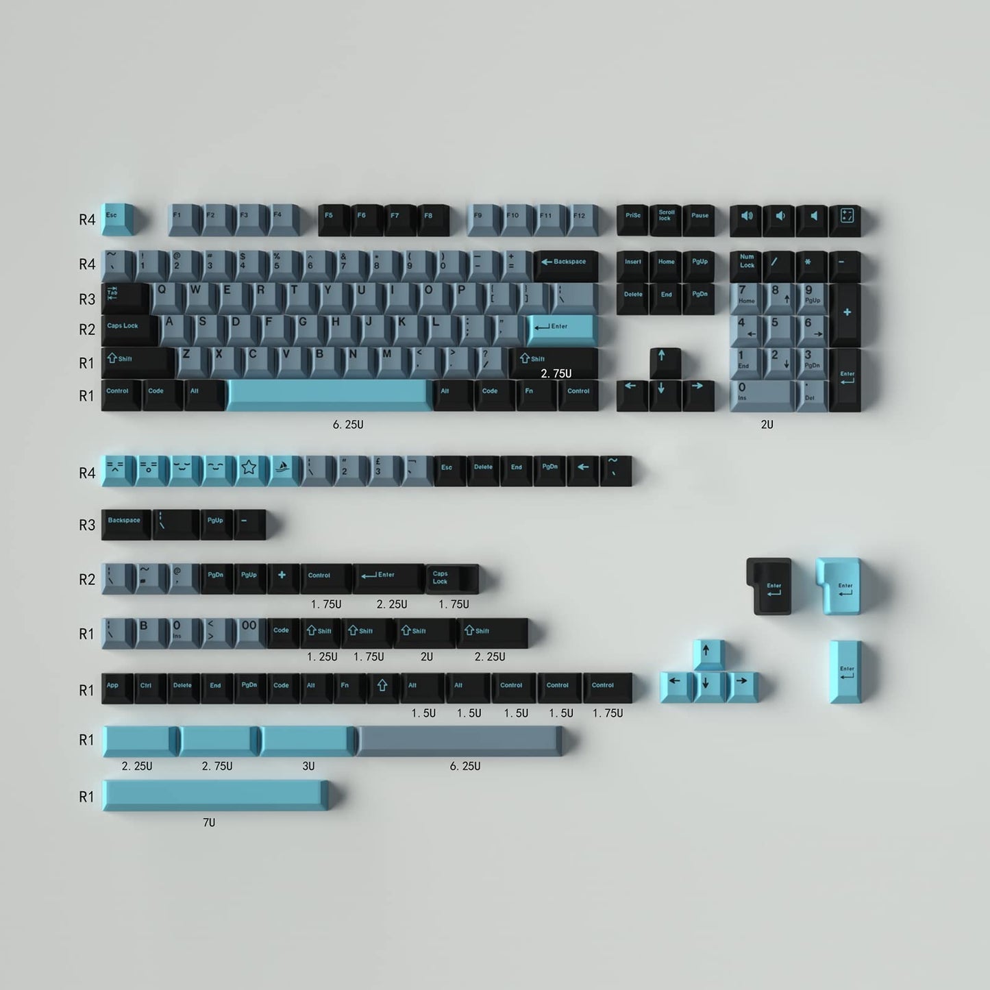 GMK 8008 Blue Keycap Set, Cherry Profile, Double Shot ABS Key Cap