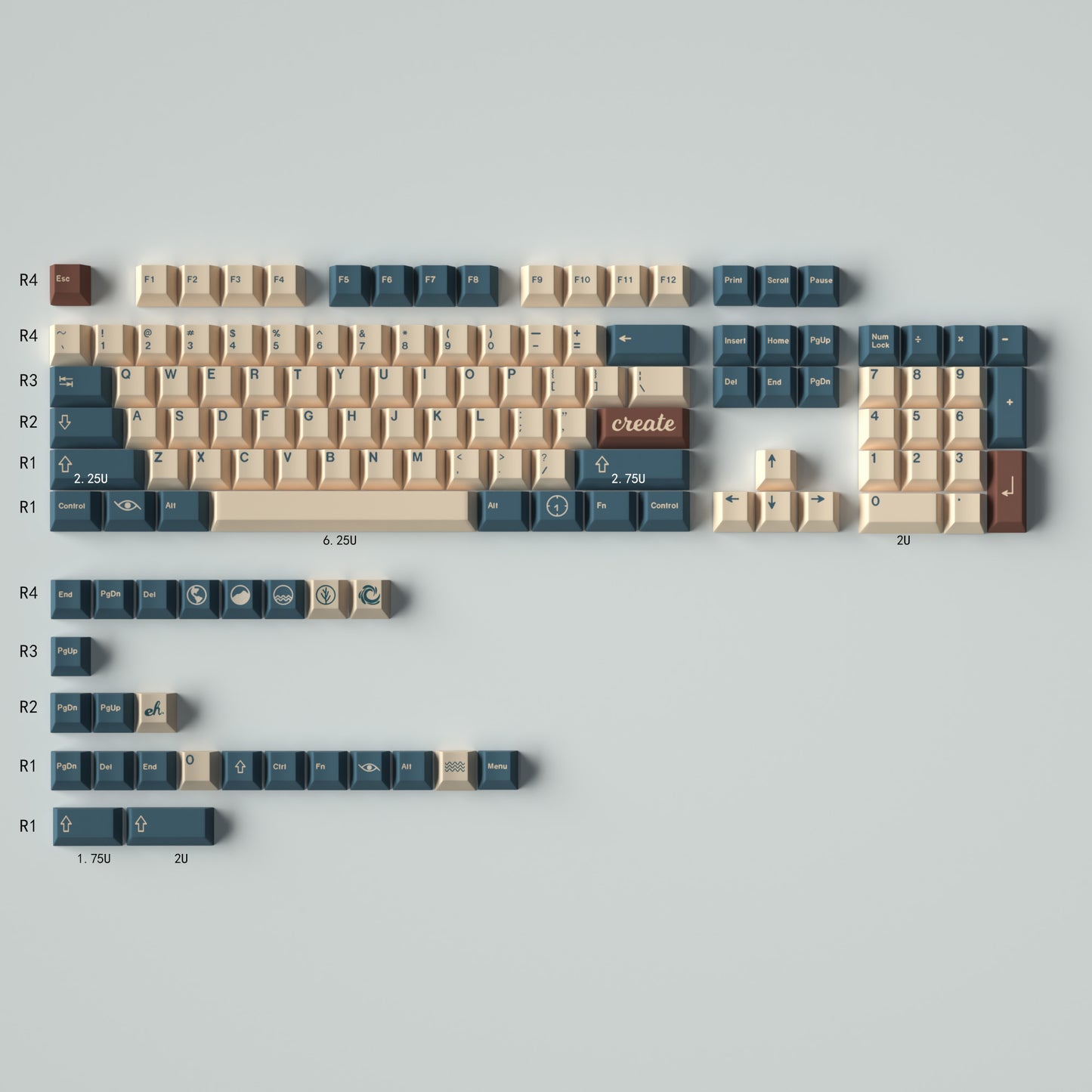 GMK Earth Tones Keycap Set, Cherry Profile, PBT Dye Sub Key Cap