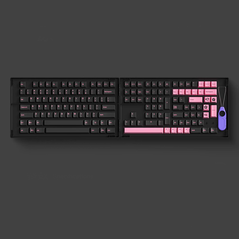 AKKO Black Pink Keycap Set, Cherry Profile, Double Shot PBT Key Cap