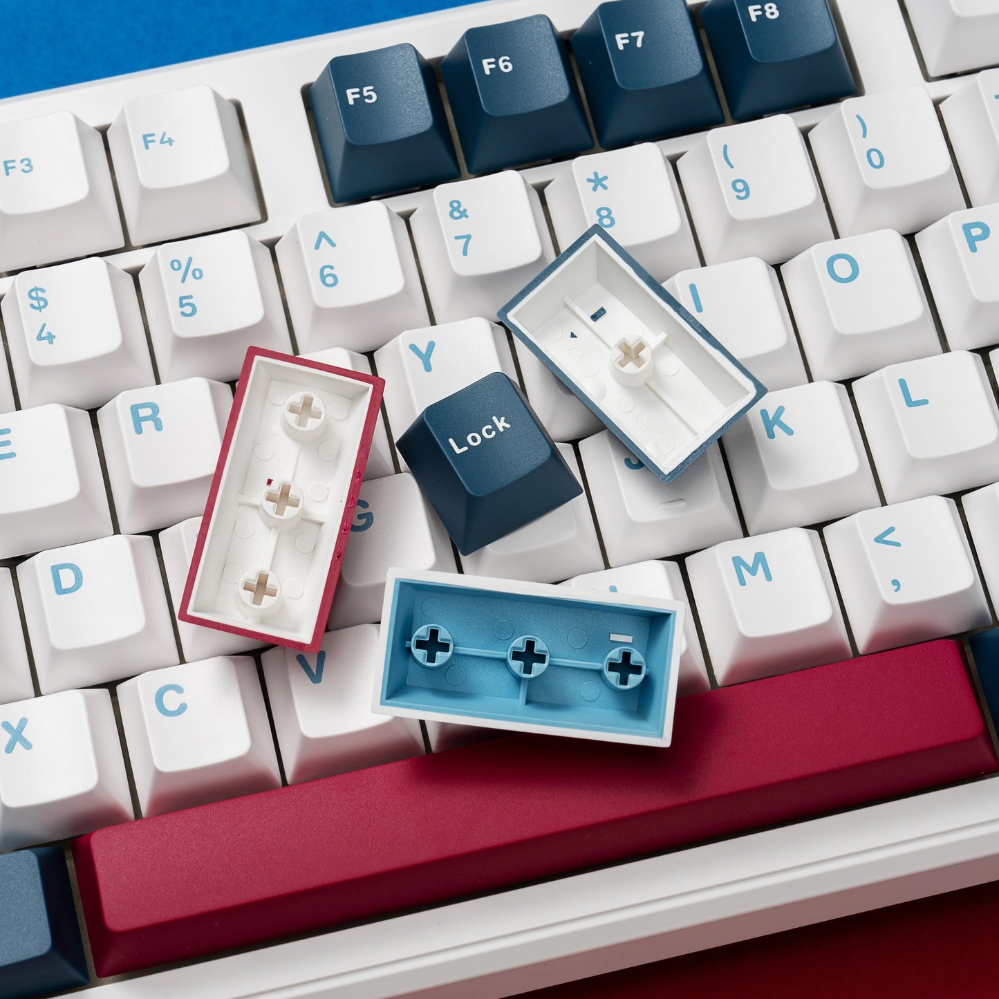 Blue Fire Keycap Set, Cherry Profile, Double Shot PBT Key Cap