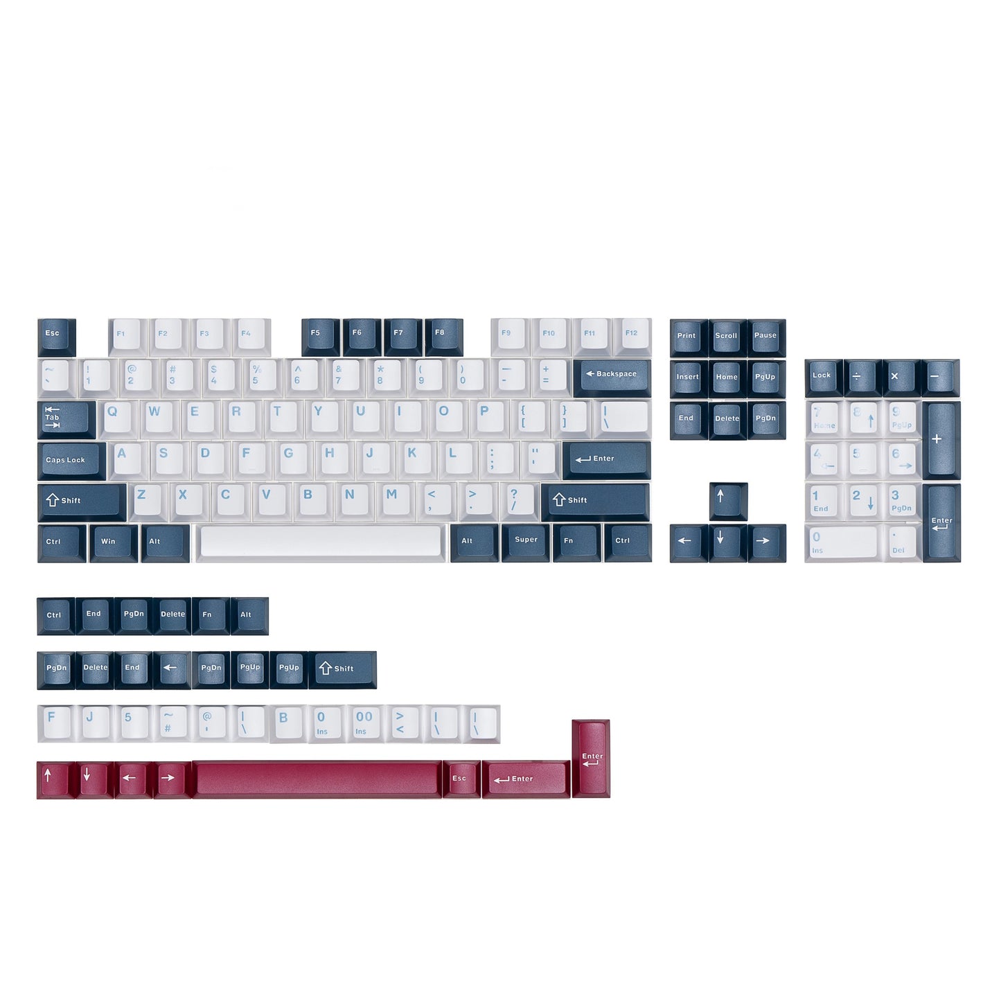 Blue Fire Keycap Set, Cherry Profile, Double Shot PBT Key Cap