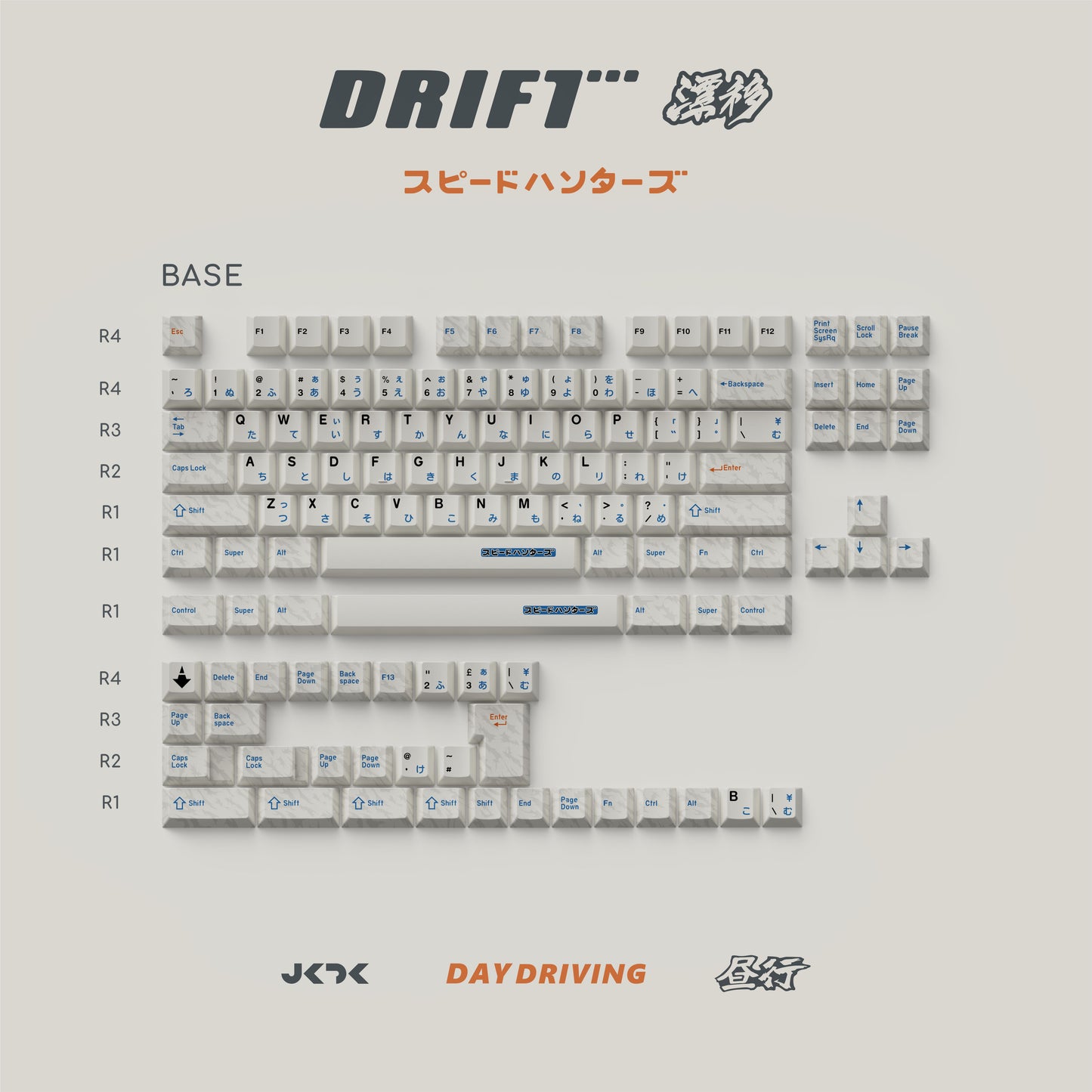 Drift Keycap Set, Cherry Profile, Dye Sub PBT Key Cap by JKDK Studio