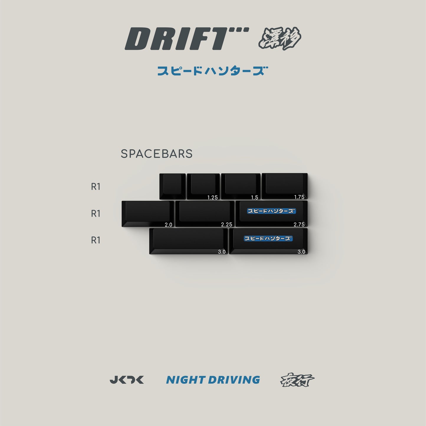 Drift Keycap Set, Cherry Profile, Dye Sub PBT Key Cap by JKDK Studio