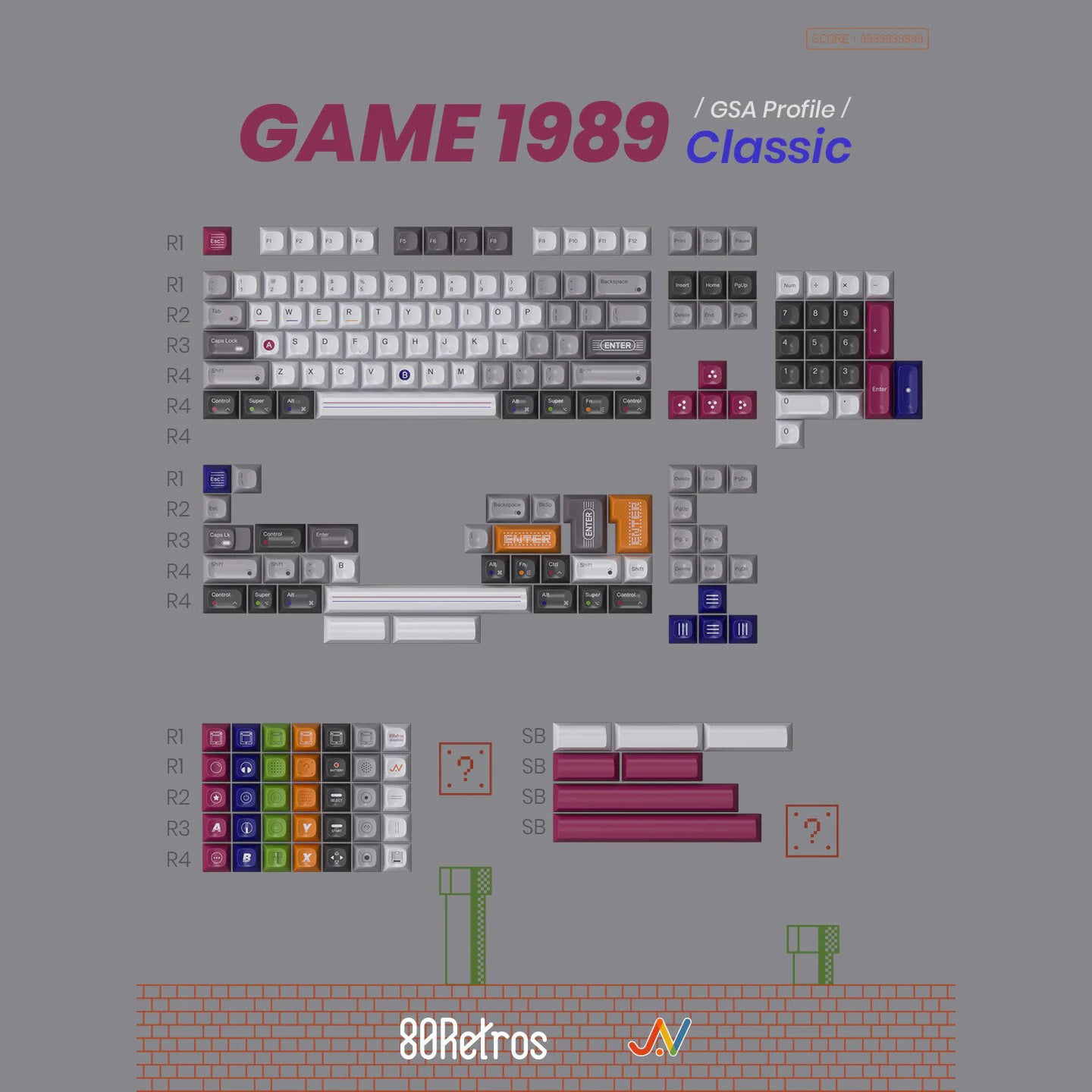 80Retros GAME 1989 Classic, GSA Profile, ABS Key Cap