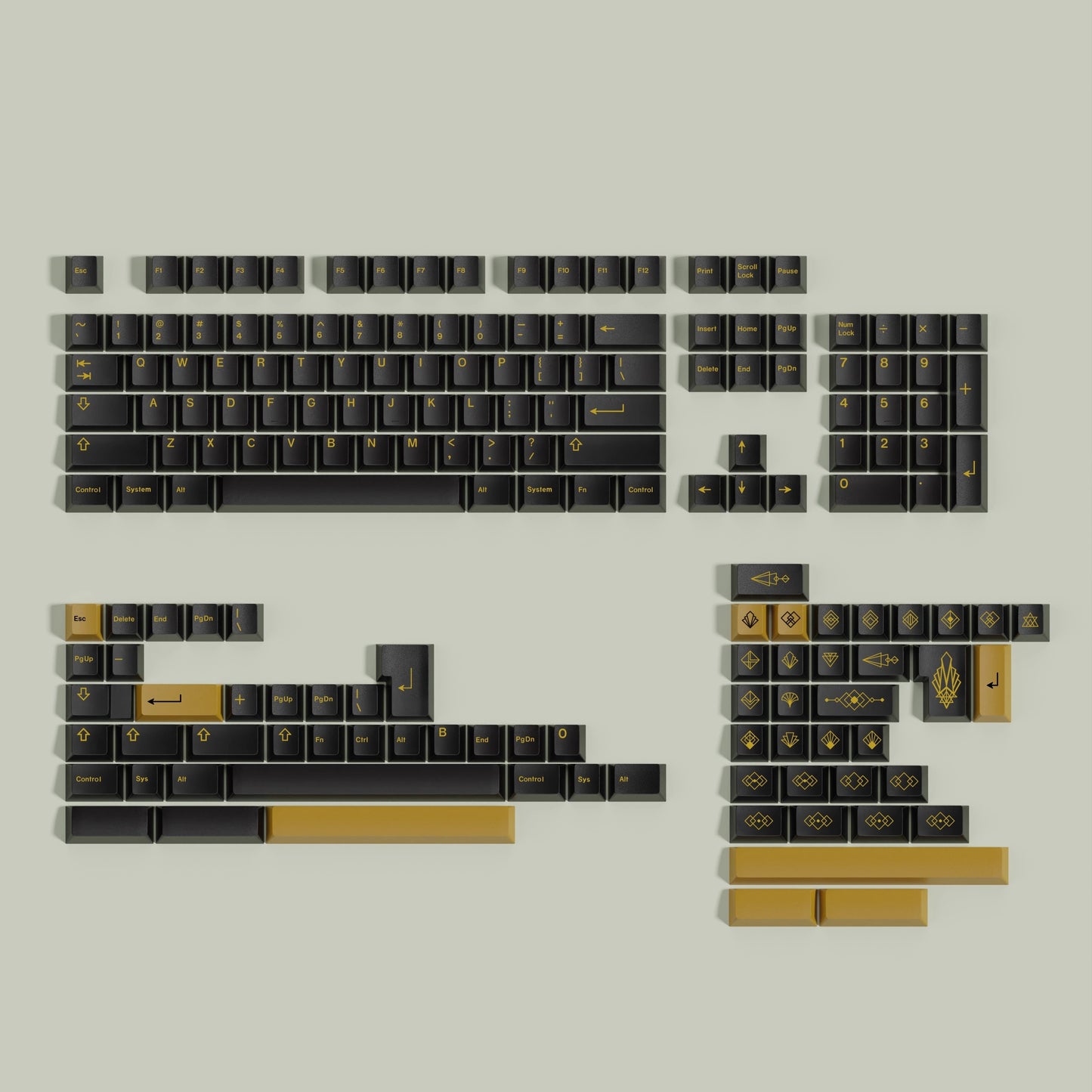 GMK Black Gold Keycap Set, Cherry Profile, Dye Sub PBT Key Cap