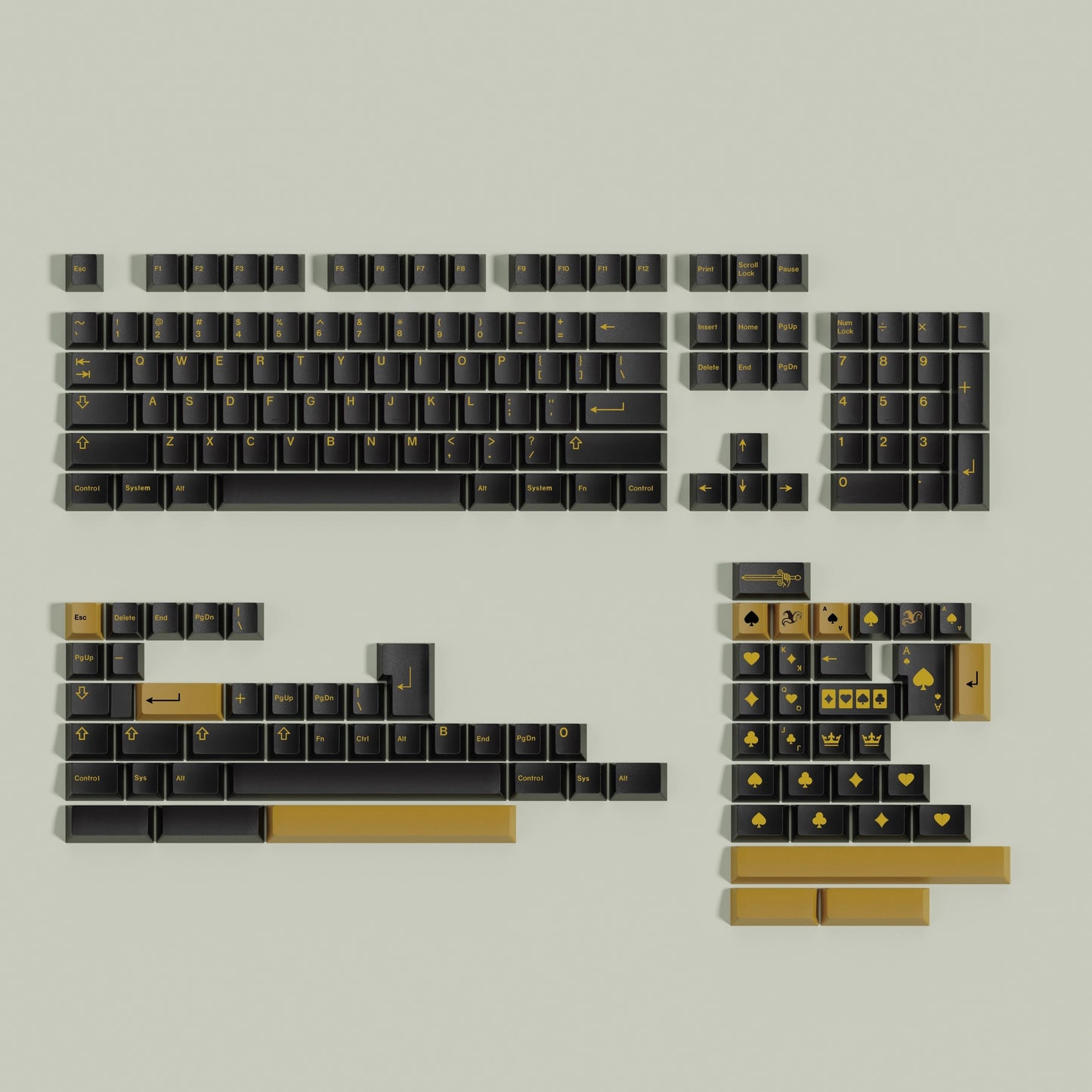 GMK Black Gold Keycap Set, Cherry Profile, Dye Sub PBT Key Cap