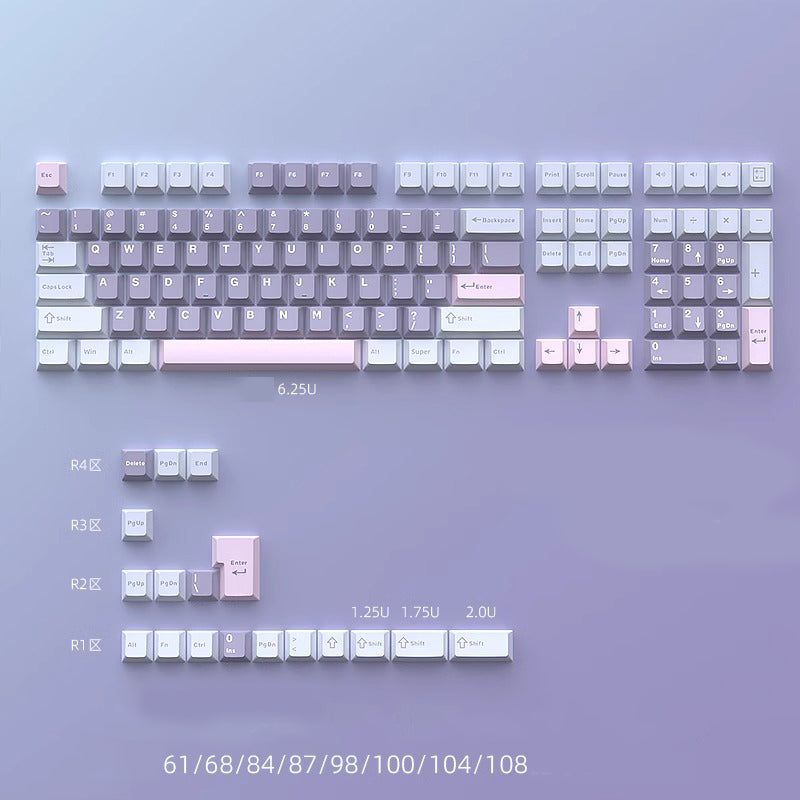 HJS Macaron Purple Keycap Set, Cherry Profile, Double Shot PBT Key Cap