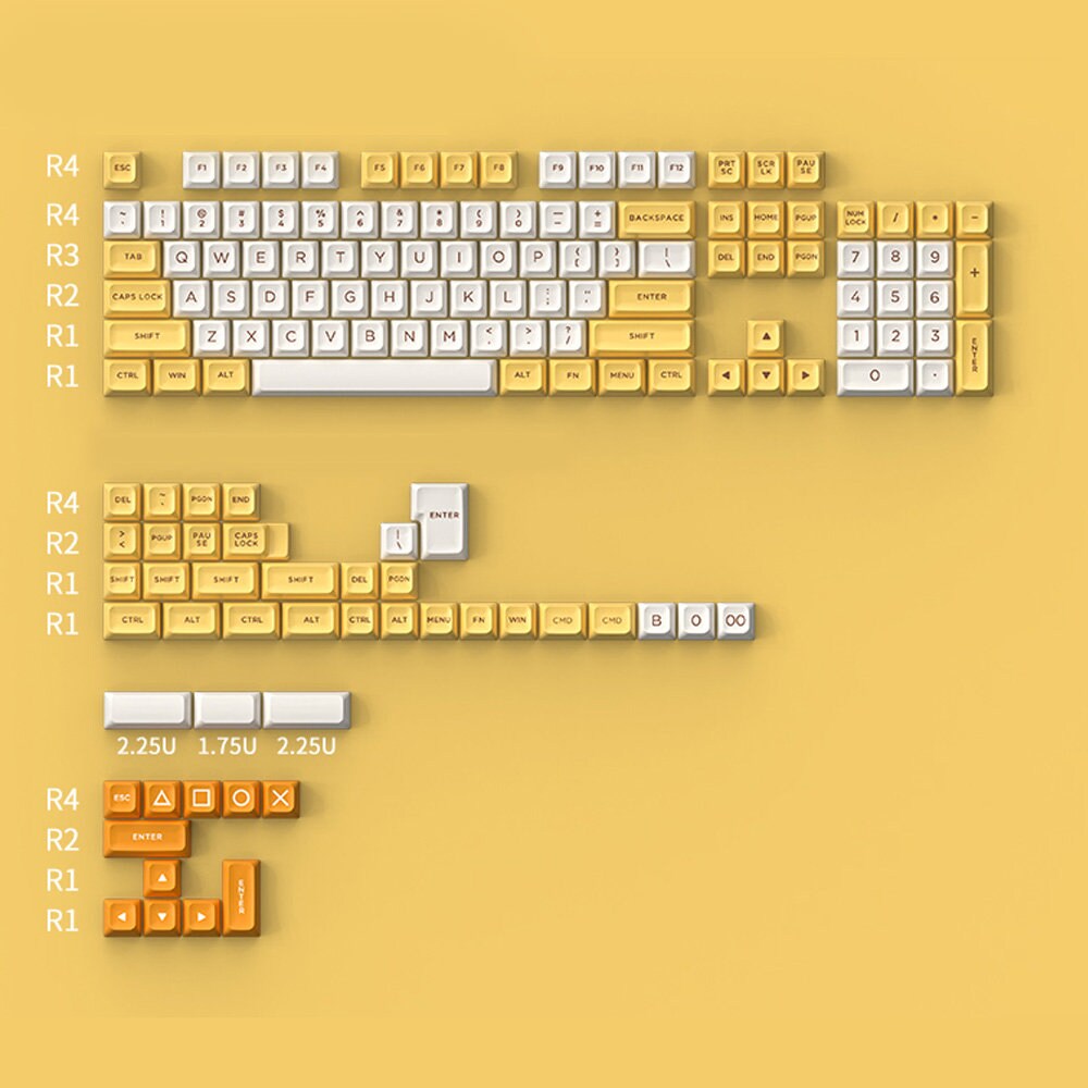 Teak Yellow DAGK Keycap Set, ASA Profile, Double Shot ABS Key Cap