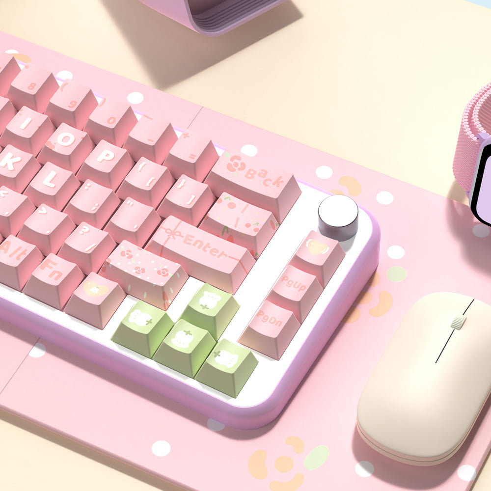 Lily of the Valley (Pink/Purple) Cute Keycap Set, MDA/Cherry Profile, PBT Dye Sub Key Cap