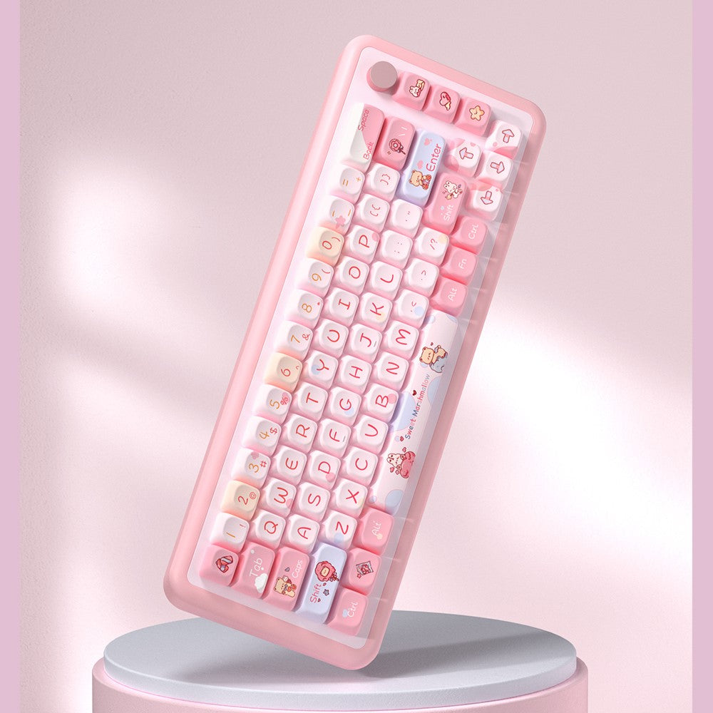 Marshmallow (Pink) Cute Keycap Set, SCA Profile, PBT Dye Sub Key Cap