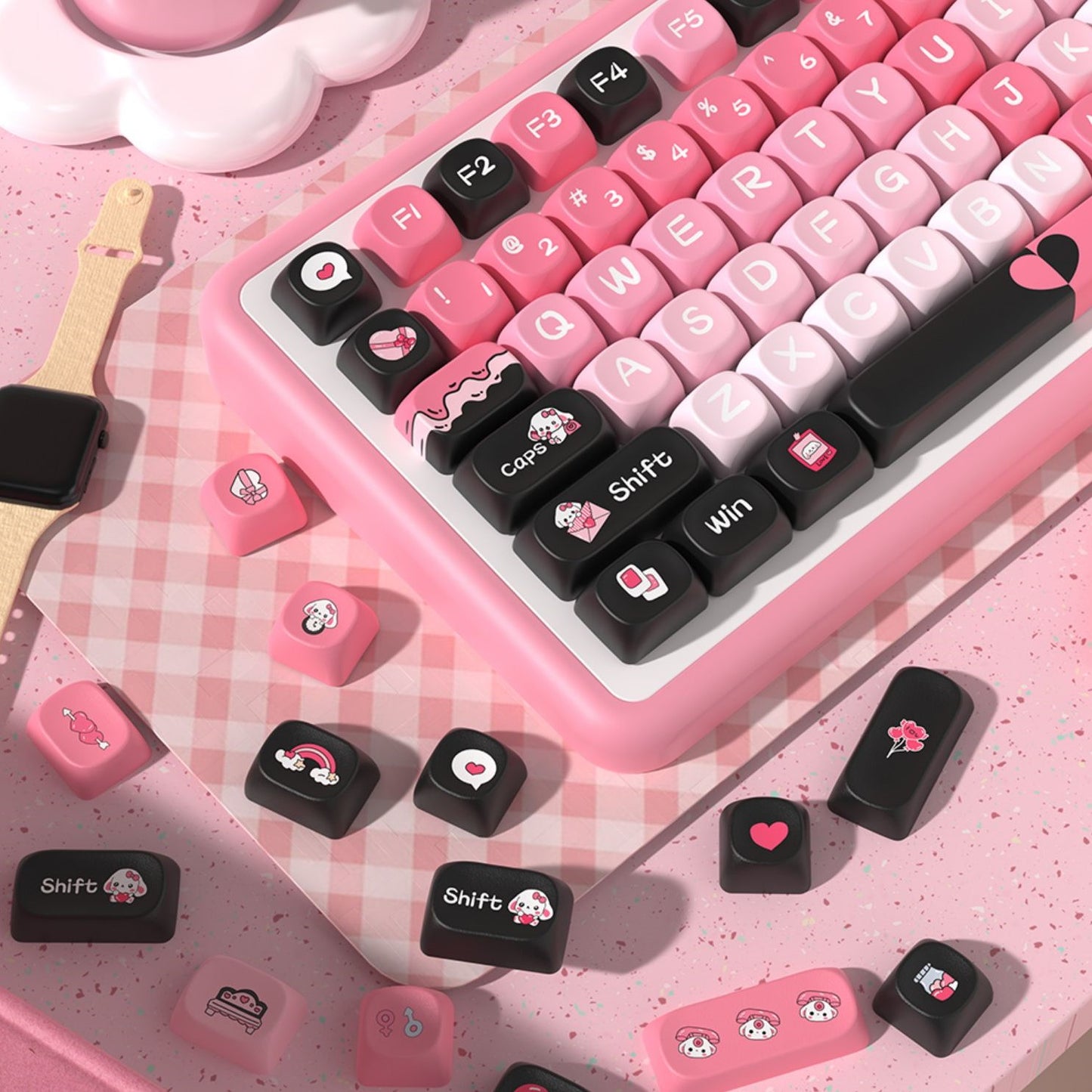 Valentine (Pink) Keycap Set, MCA Profile, PBT Dye Sub Key Cap