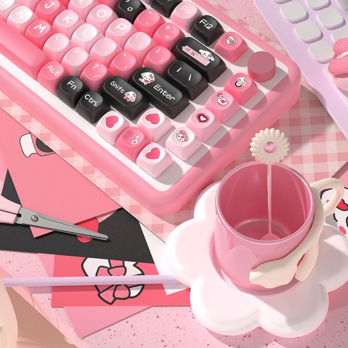 Valentine (Pink) Keycap Set, MCA Profile, PBT Dye Sub Key Cap