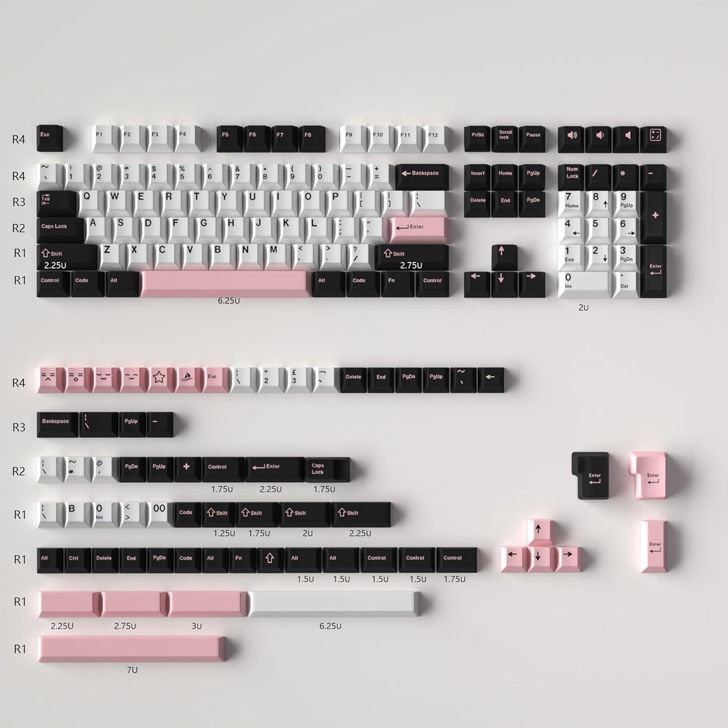 Olivia Sakura Light Keycap Set, Cherry Profile, Double Shot PBT Key Cap