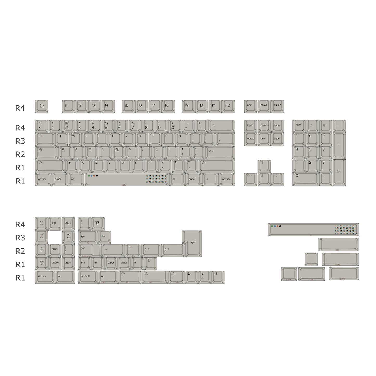 Pure Player Keycap Set, Cherry Profile, Dye Sub PBT Key Cap