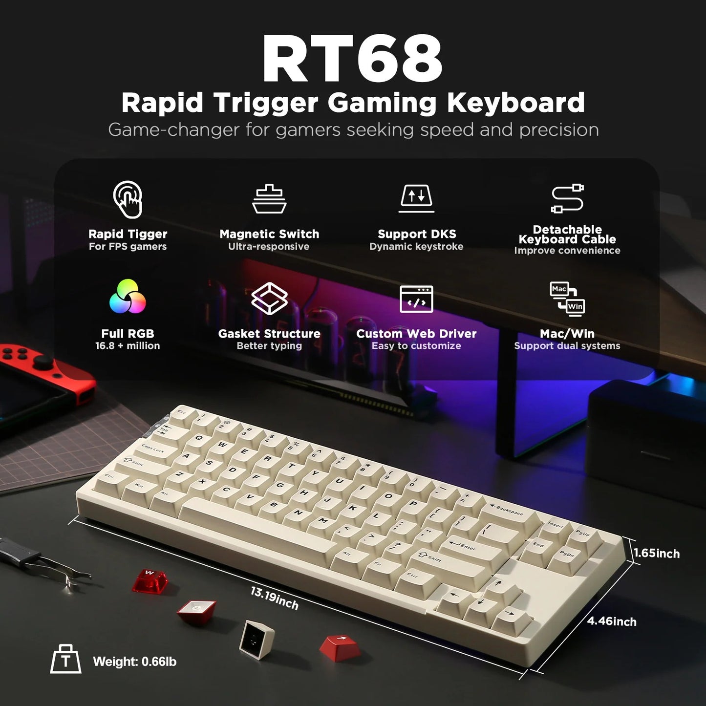 Yunzii RT68 Magnetic HE Gaming Keyboard