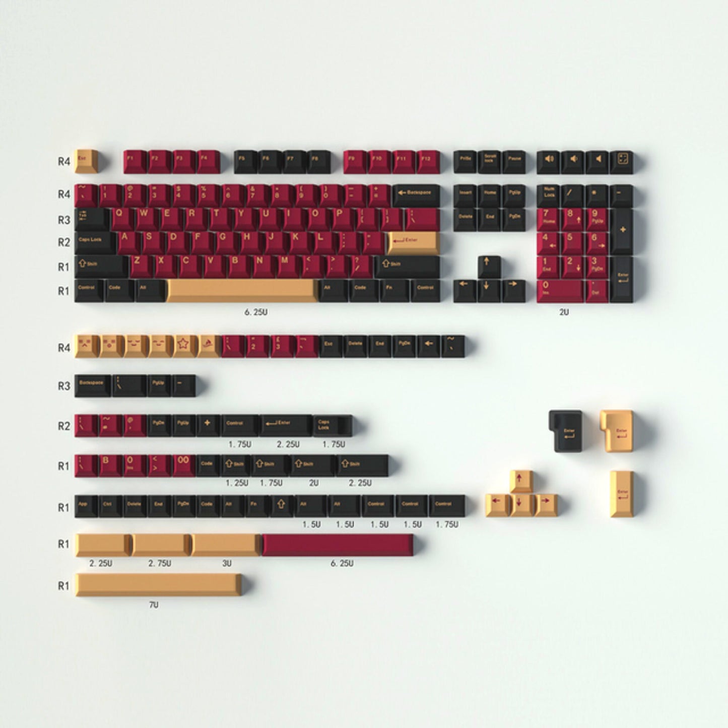 Samurai Red Keycap Set, Cherry Profile, Double Shot ABS Key Cap