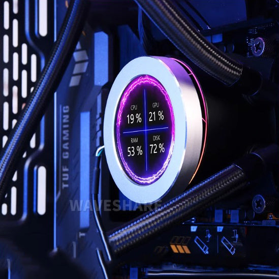 Round Secondary LCD Screen for PC Liquid Cooler